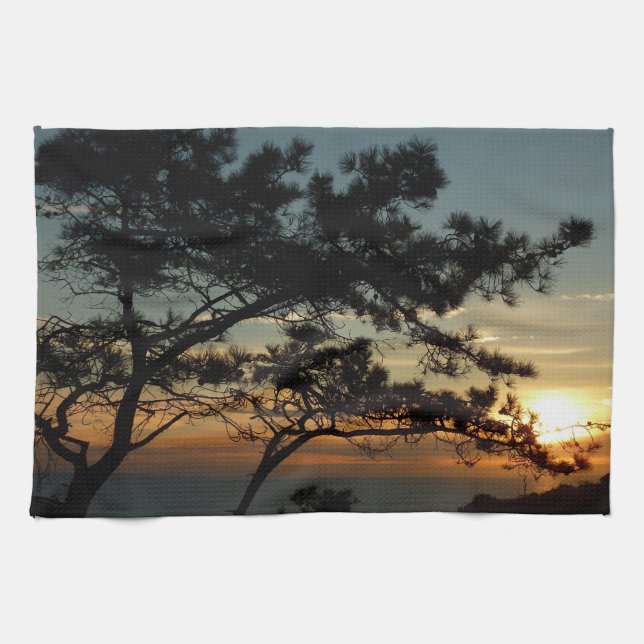 Torrey Pine Sunset I California Landscape Tea Towel (Horizontal)