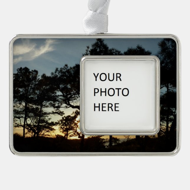 Torrey Pine Sunset II California Landscape Silver Plated Framed Ornament (Front)