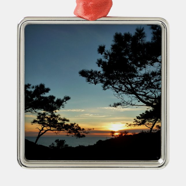 Torrey Pine Sunset III California Landscape Metal Tree Decoration (Front)