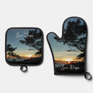 Torrey Pine Sunset III California Landscape Oven Mitt & Pot Holder Set