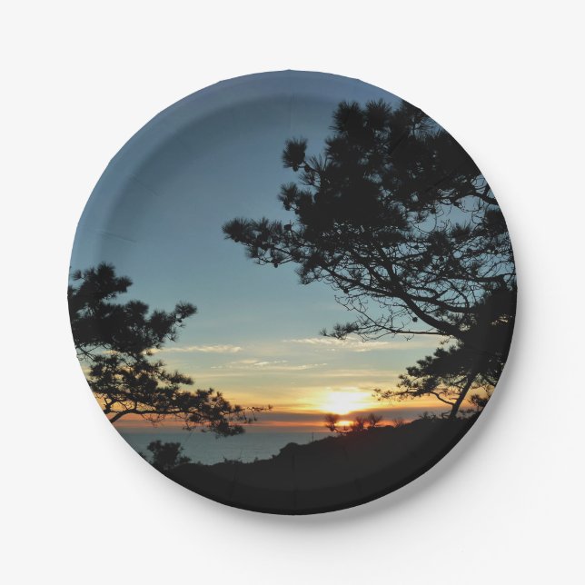 Torrey Pine Sunset III California Landscape Paper Plate (Front)