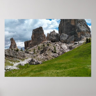Torri di roccia e prati alpini Mountain Photo Poster
