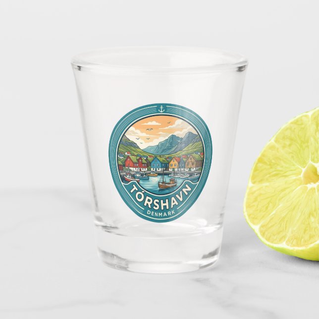 Tórshavn Denmark Shot Glass (Front)