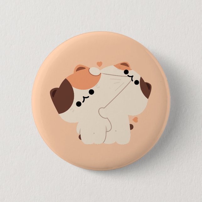 Tortie Cat Couple 6 Cm Round Badge (Front)