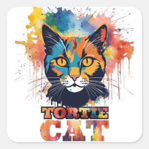 Tortie Cat Square Sticker