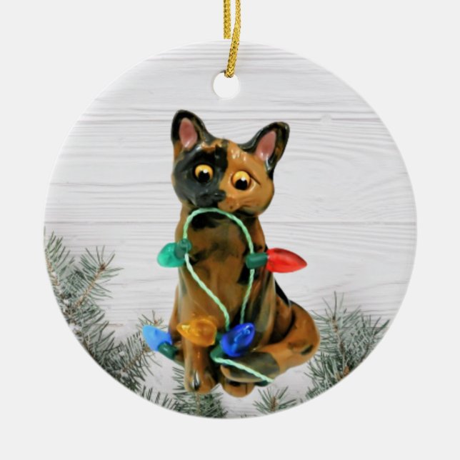 Tortie Cat Tortoiseshell Ornament (Front)