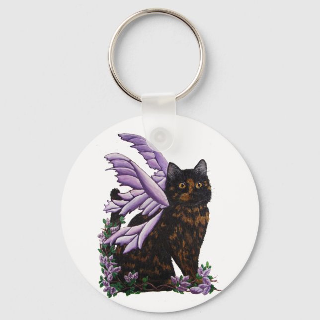 Tortie Fairy Cat Key Ring (Front)