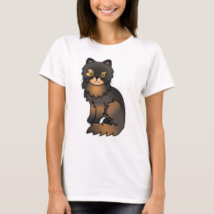 Tortie Point Persian Cute Cartoon Cat Illustration T-Shirt