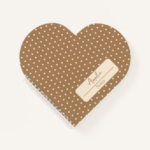 Tortilla Brown and beige polka dots heart Notebook