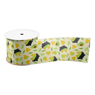Tortilla Chips and Guacamole Pattern Satin Ribbon