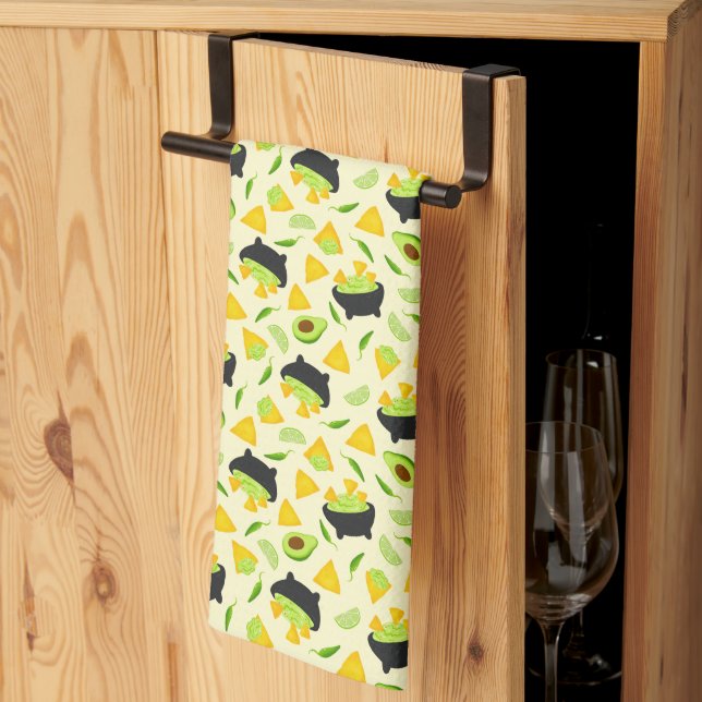 Tortilla Chips and Guacamole Pattern Tea Towel (Thirds Fold)