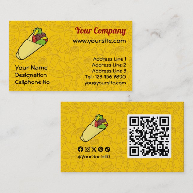 Tortilla Sandwich Wrap Business Card (Front/Back)
