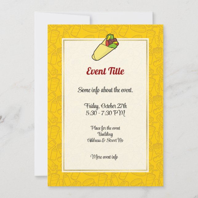 Tortilla Sandwich Wrap Invitation (Back)