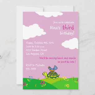 Tortoise and Bird - Kids birthday invitations-5 Invitation
