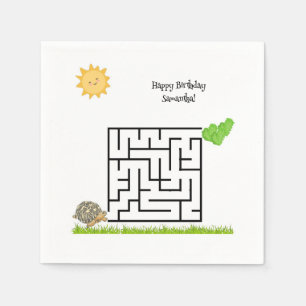 Tortoise and lettuce, birthday maze paper napkins
