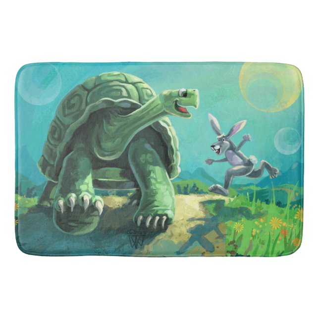 Tortoise and the Hare Art Bath Mat (Front)