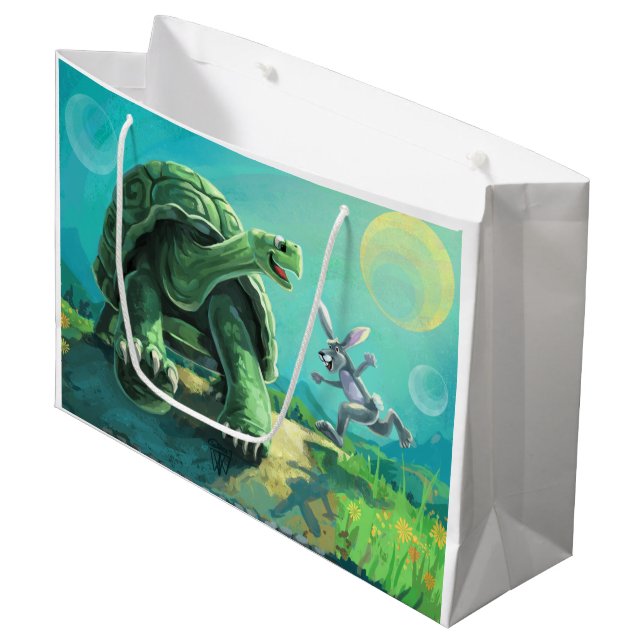 Tortoise and the Hare Art Large Gift Bag (Front Angled)