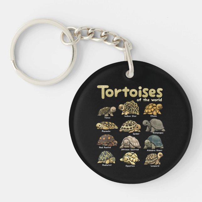 Tortoise Animals of the World Cute Reptile Turtle  Key Ring (Front)