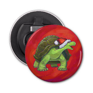 Tortoise Christmas On Red Bottle Opener