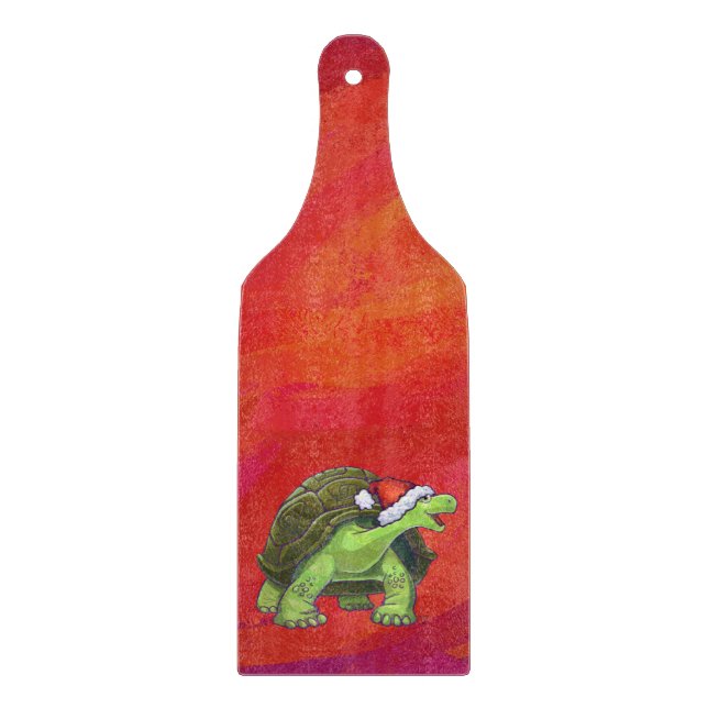 Tortoise Christmas On Red Cutting Board (Front)