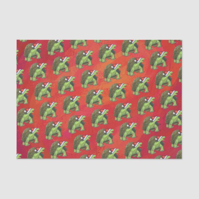 Tortoise Christmas On Red Tissue Paper (Front)
