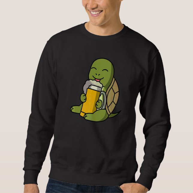 Tortoise Drinking Beer Pet Sweatshirt (Front)