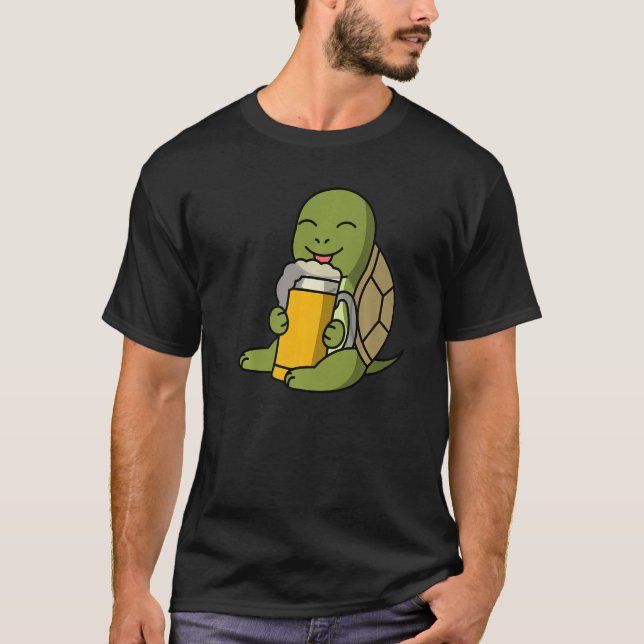 Tortoise Drinking Beer Pet T-Shirt (Front)