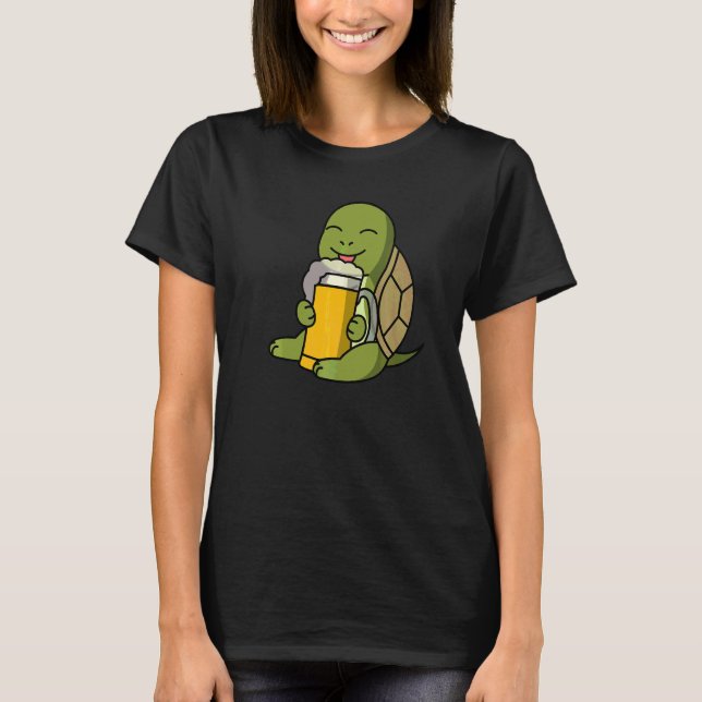 Tortoise Drinking Beer Pet T-Shirt (Front)