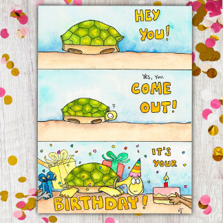 Tortoise Happy Birthday postcard by Nicole Janes