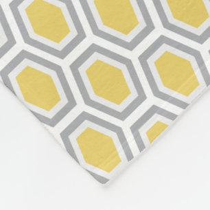 Tortoise Hexagon Pattern Yellow Grey Fleece Blanket