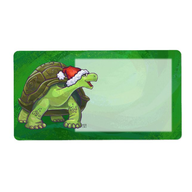 Tortoise in Santa Hat On Green (Front)
