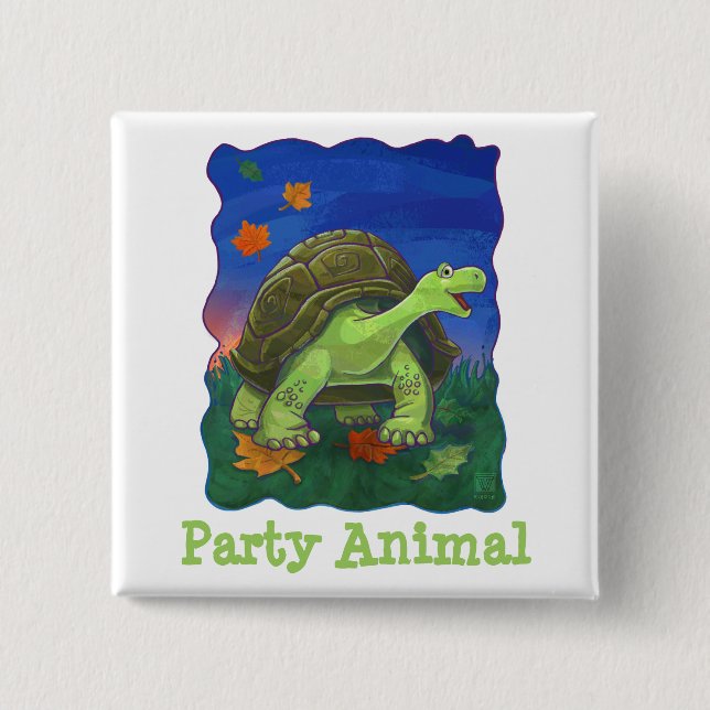 Tortoise Party Centre 15 Cm Square Badge (Front)