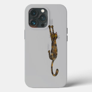 Tortoise Shell Cat Hanging On Funny Tortie Cat iPhone 13 Pro Case