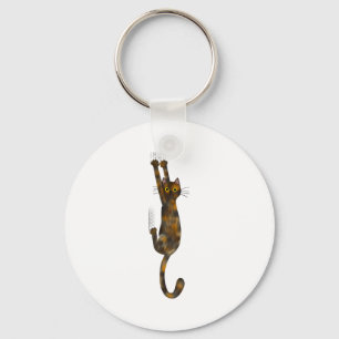 Tortoise Shell Cat Hanging On Funny Tortie Cat  Key Ring