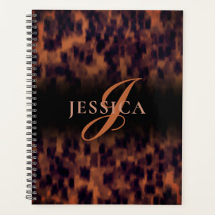 Tortoise Shell Pattern Animal Print Monogram Name Planner
