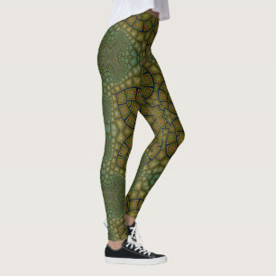 Tortoise Shell Pattern Dark Green Leggings