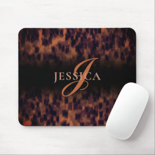 Tortoise Shell Print Animal Print Monogram Name Mouse Pad