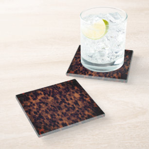 Tortoise Shell Print Pattern Decorative Home Decor Glass Coaster