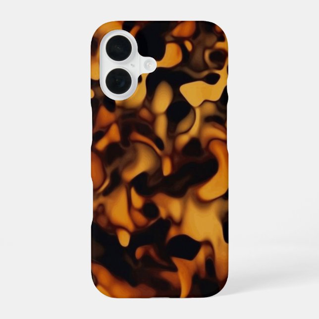 Tortoise Shell Turtle Shell Pattern Amber Brown iPhone 16 Case (Back)