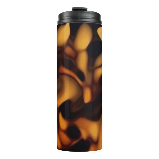Tortoise Shell Turtle Shell Pattern Amber Brown Thermal Tumbler (Front)