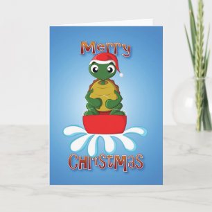 tortoise - sledge - merry christmas holiday card