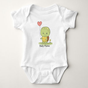 Tortoise With A Heart Balloon Baby Bodysuit