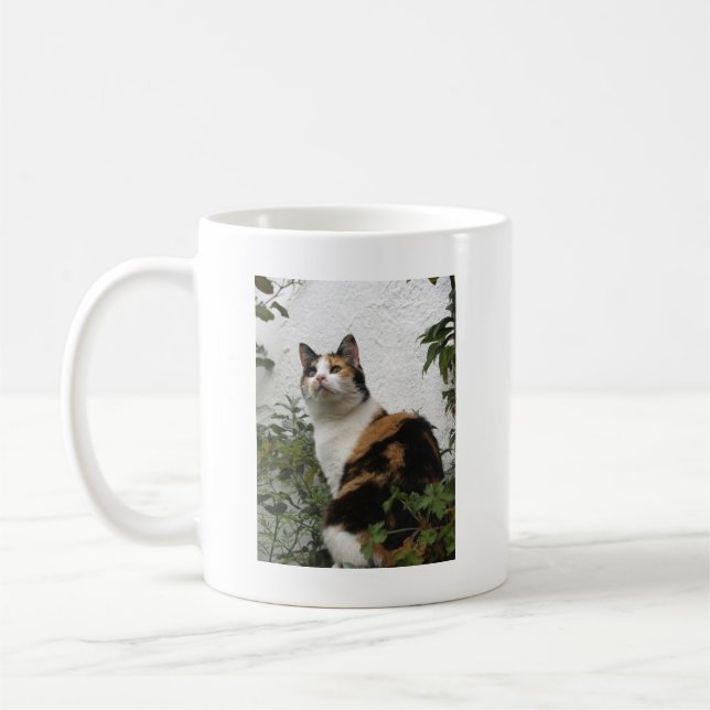 Tortoiseshell and White Cat Coffee Mug (Left)