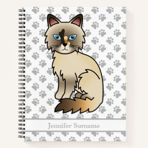 Tortoiseshell Birman / Ragdoll Cat & Custom Text Notebook