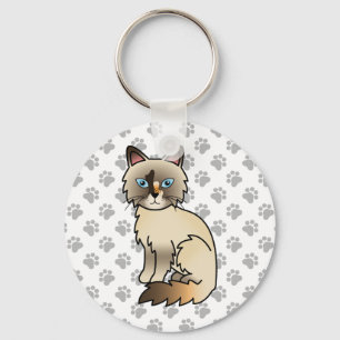 Tortoiseshell Birman / Ragdoll Cute Cat & Paws Key Ring
