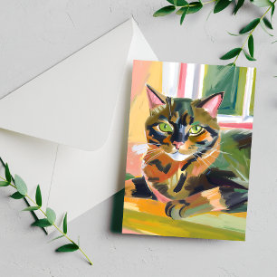 Tortoiseshell Cat   Beautiful Cat Painting Postcard