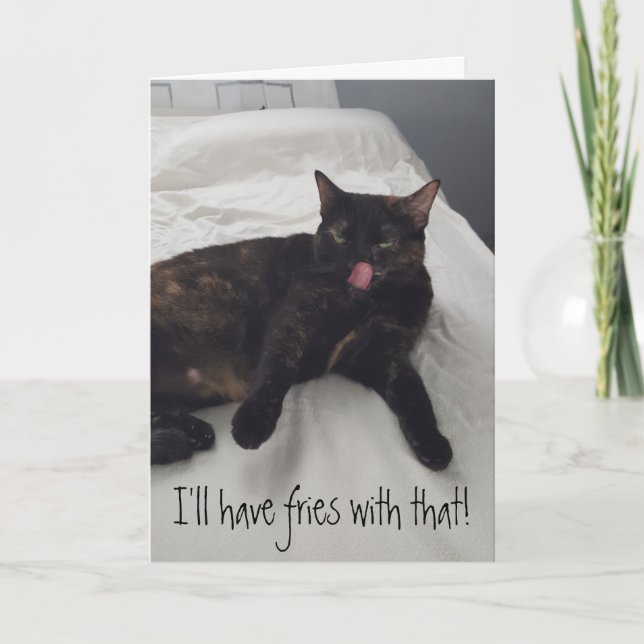 Tortoiseshell Cat Fries Dinner Invitation Cards (Front)