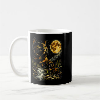 Tortoiseshell Cat Howling At Moon Celestial Coffee Mug