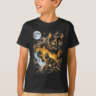 Tortoiseshell Cat Howling At Moon Funny Cat Meme T-Shirt
