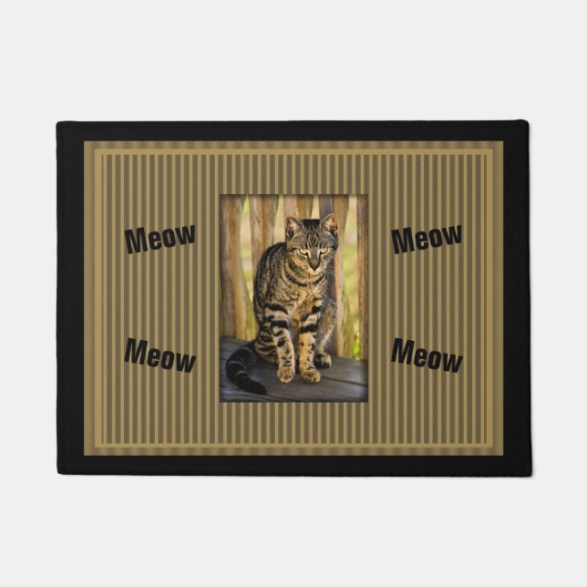 Tortoiseshell Cat Portrait, Closeup Animal Photo Doormat (Front)